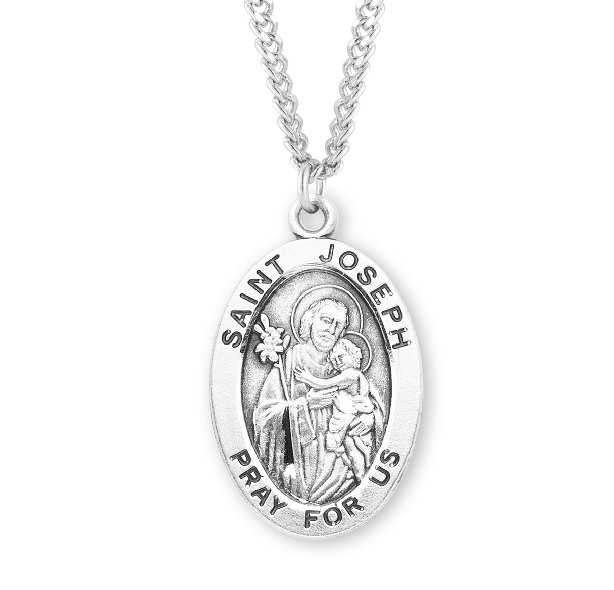 Patron Saint Joseph Oval Sterling Silver Medal