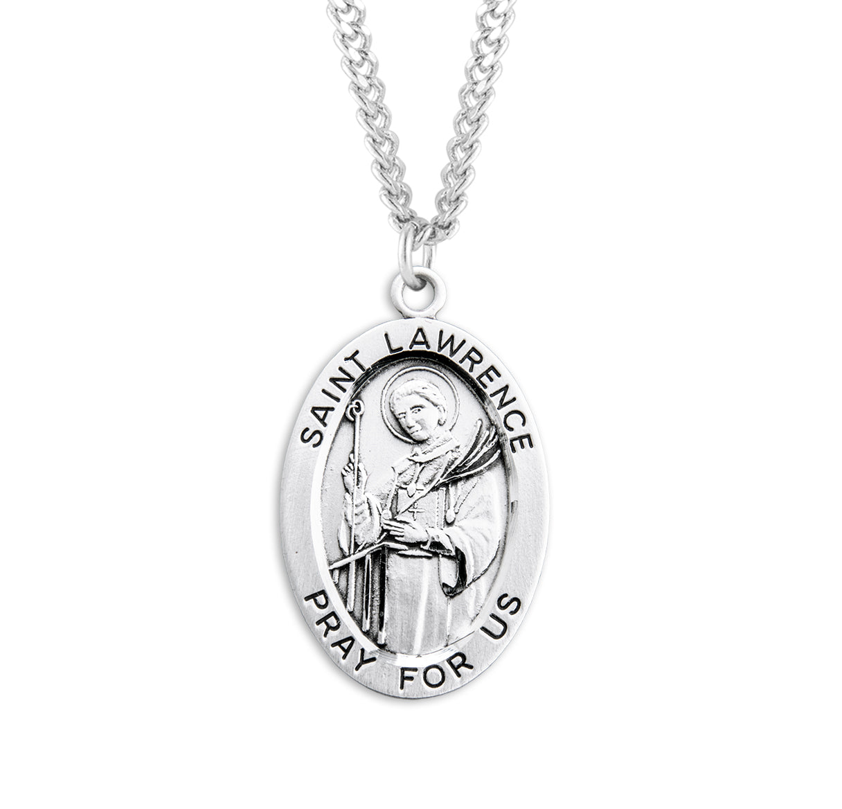 Patron Saint Lawrence Oval Sterling Silver Medal