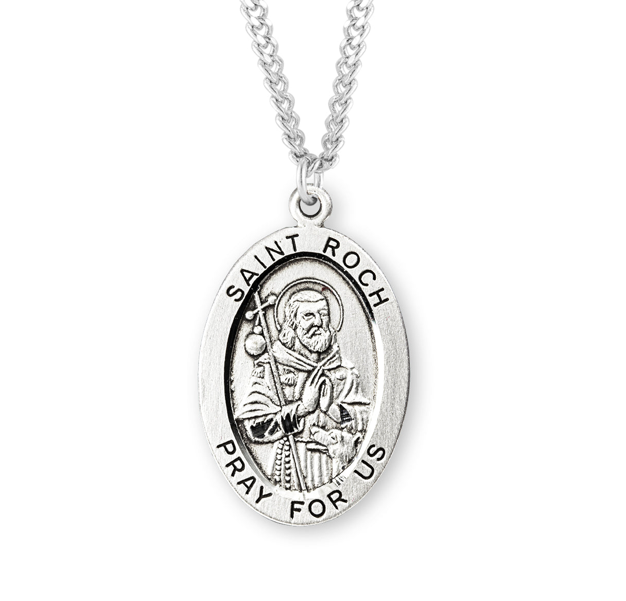 Patron Saint Roch Oval Sterling Silver Medal