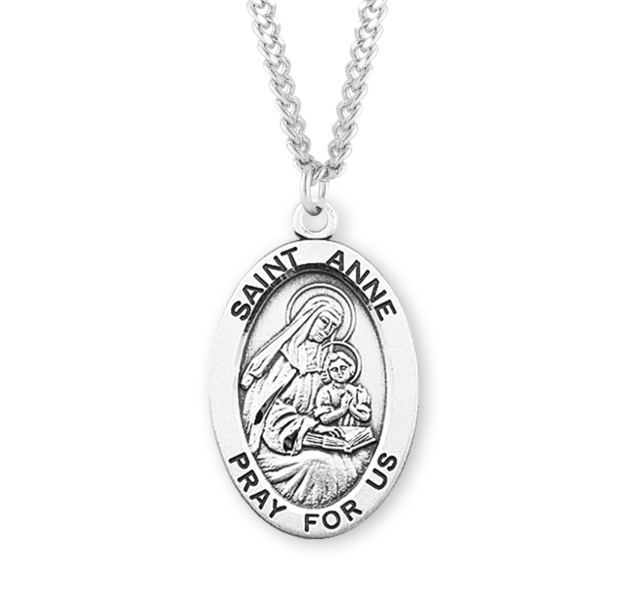 Patron Saint Anne Oval Sterling Silver Medal