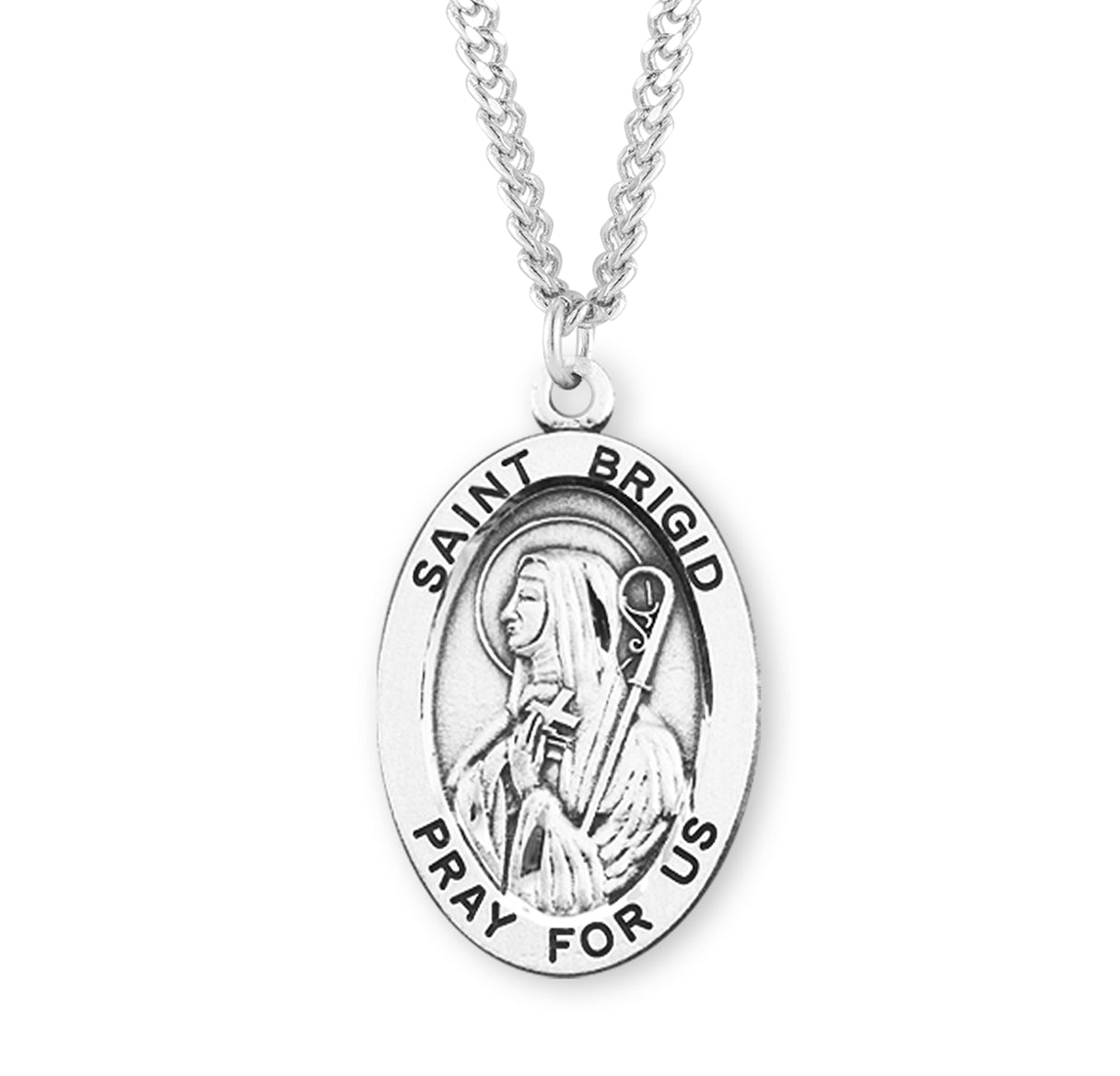 Patron Saint Brigid Oval Sterling Silver Medal