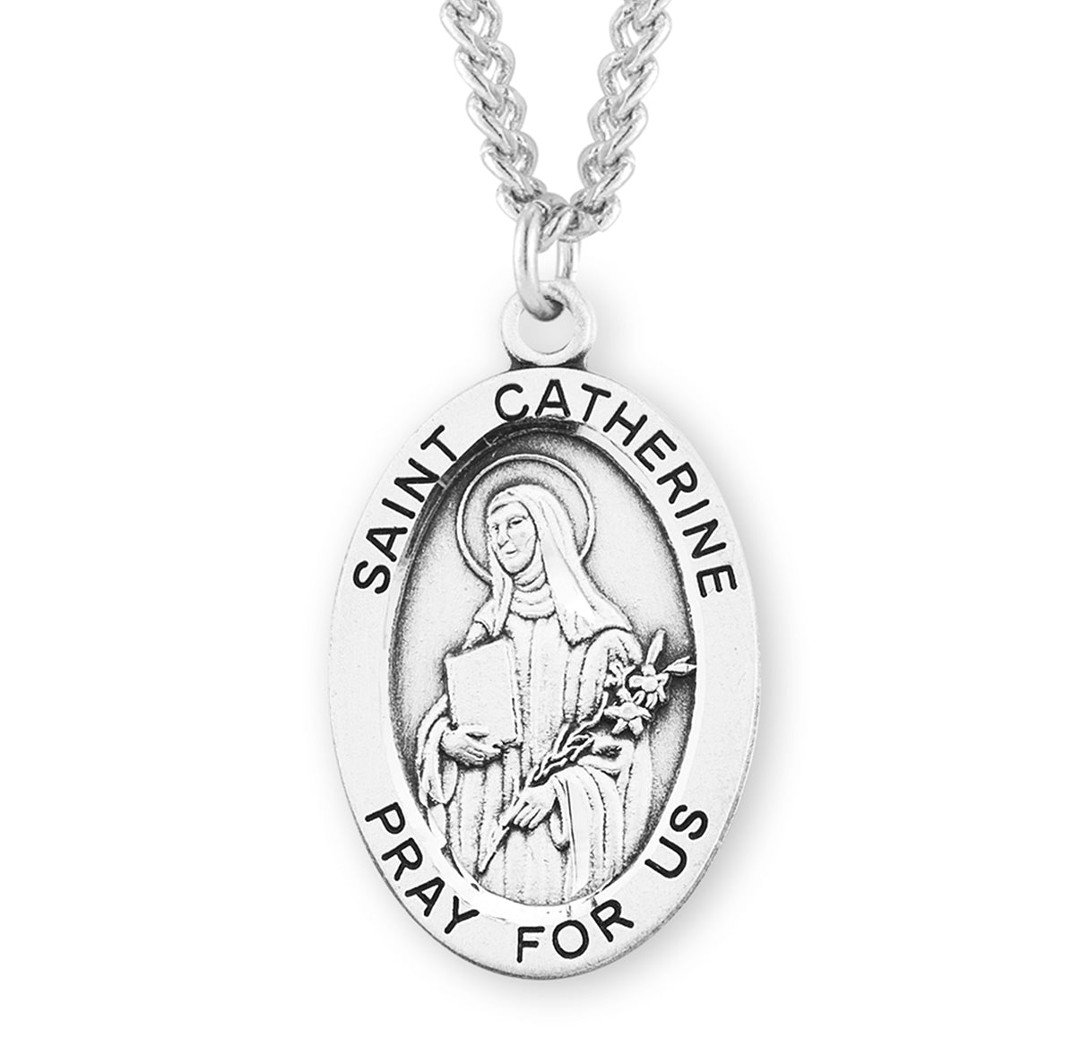 Patron Saint Catherine of Siena Oval Sterling Silver Medal