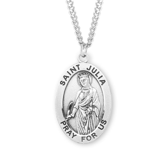 Patron Saint Julia Oval Sterling Silver Medal
