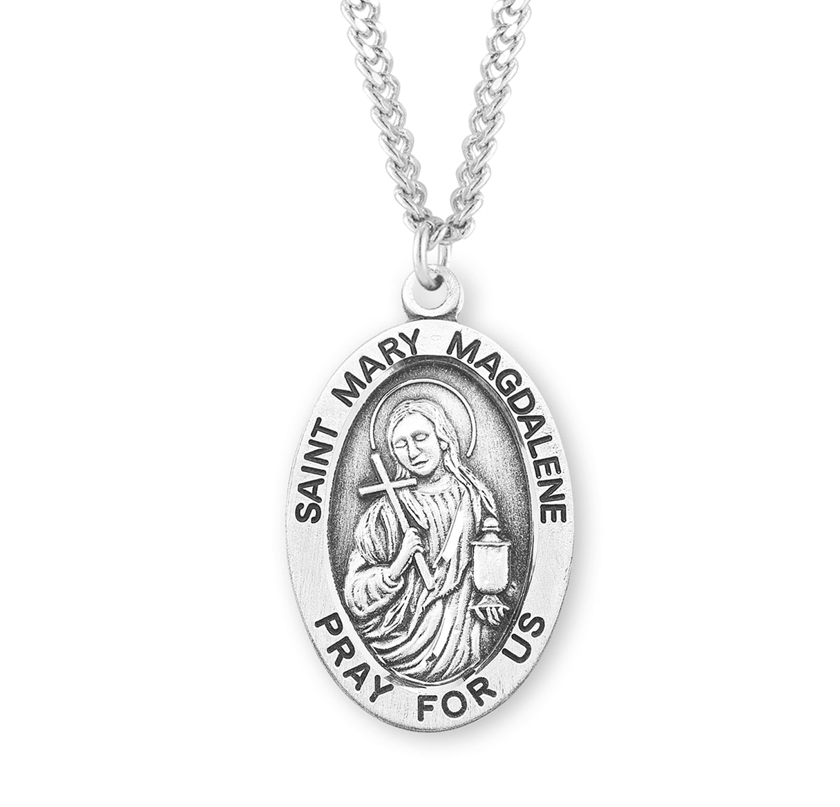 Patron Saint Mary Magdalene Oval Sterling Silver Medal