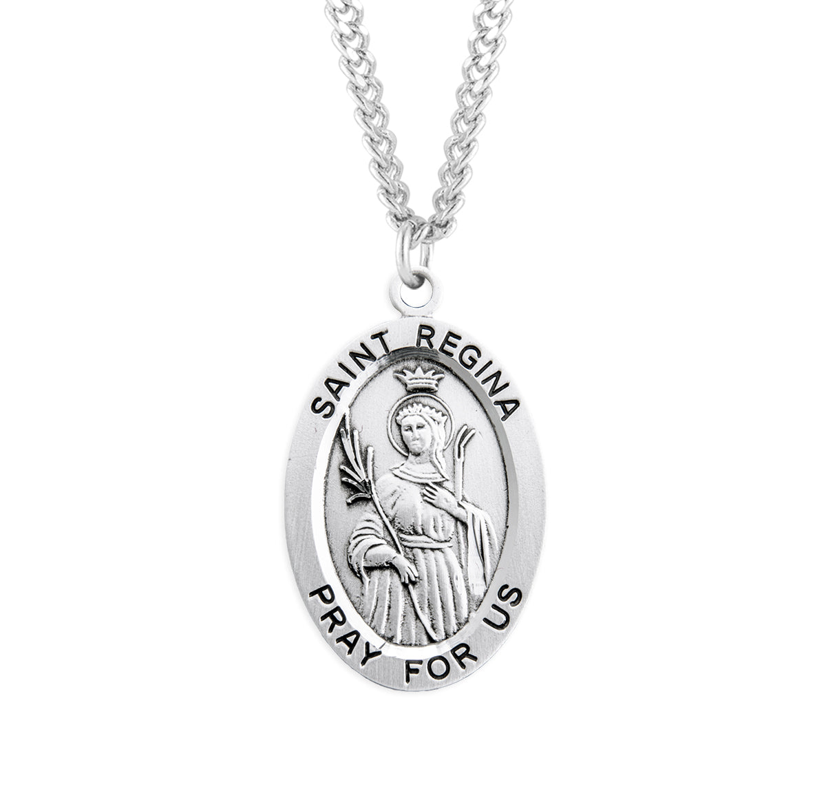 Patron Saint Rose Oval Sterling Silver Medal