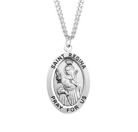 Patron Saint Rose Oval Sterling Silver Medal