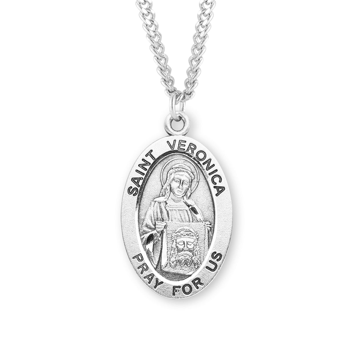 Patron Saint Veronica Oval Sterling Silver Medal