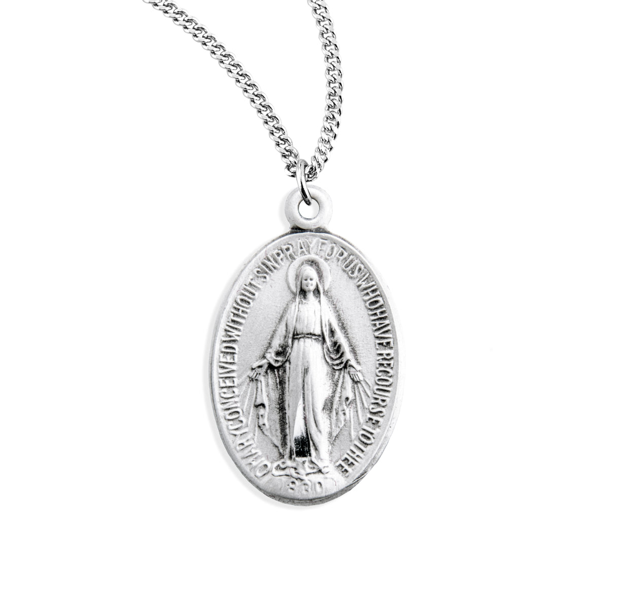 Sterling Silver Oval Miraculous Medal