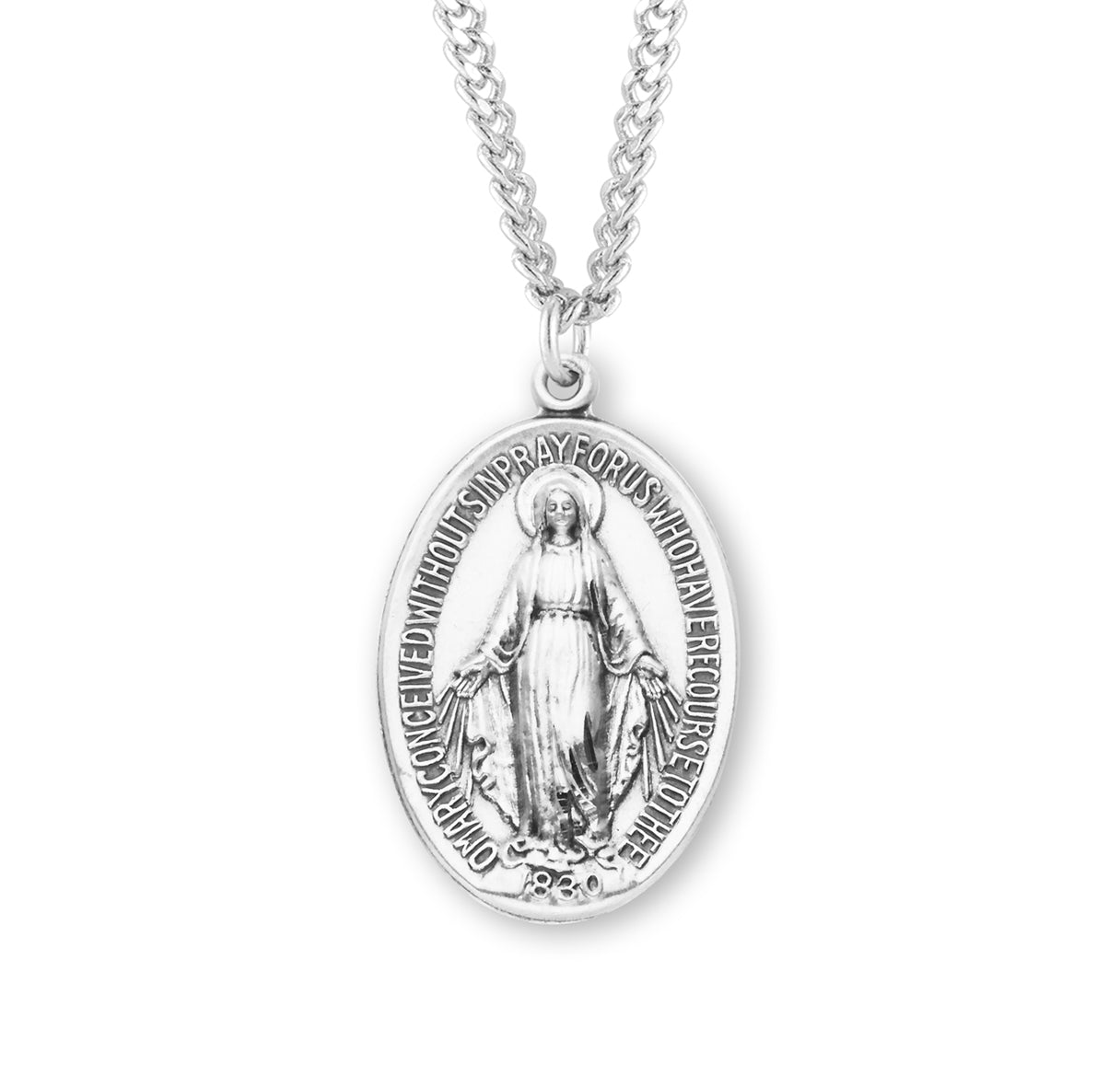 Sterling Silver Oval Miraculous Medal