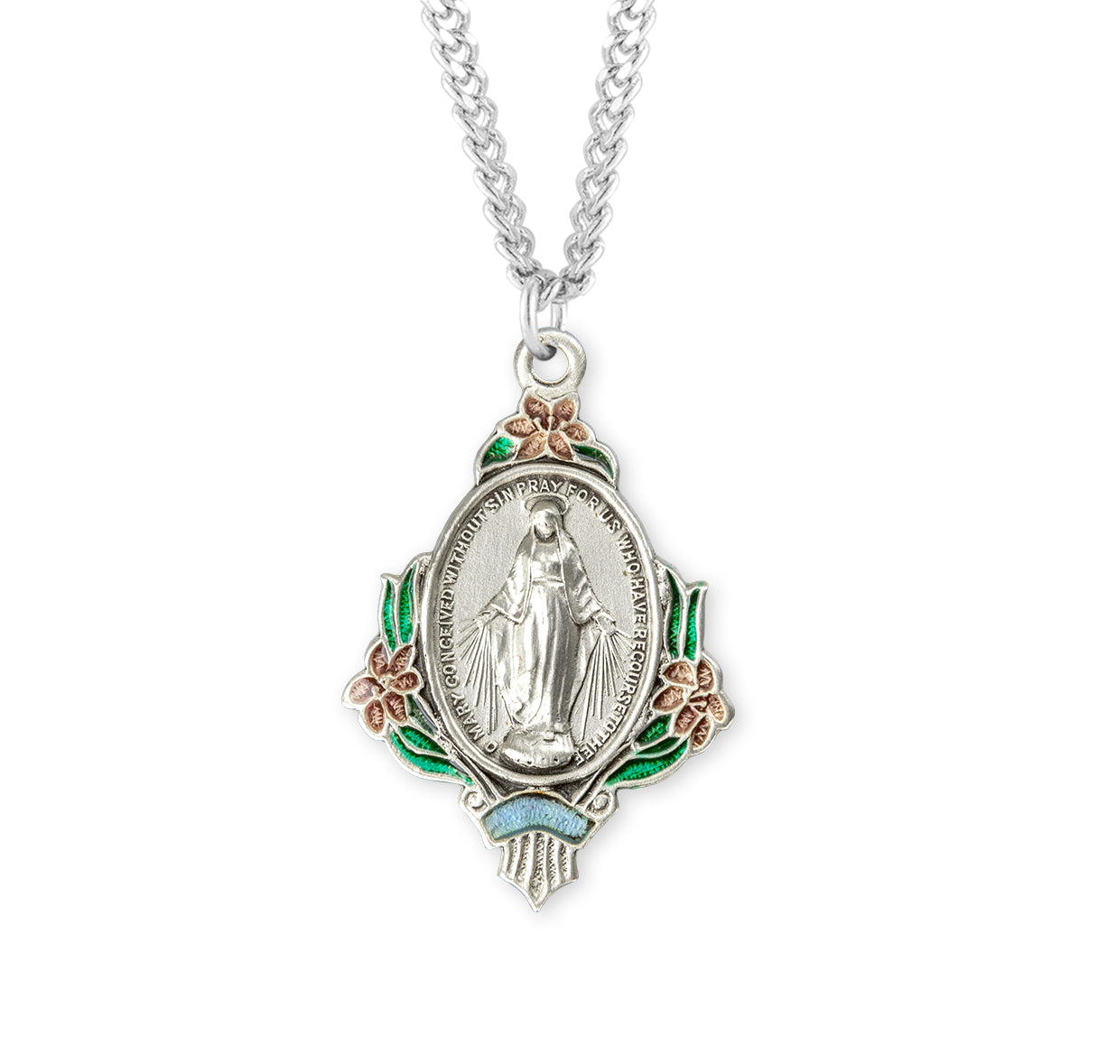 Sterling Silver Oval Two-Tone Miraculous Medal