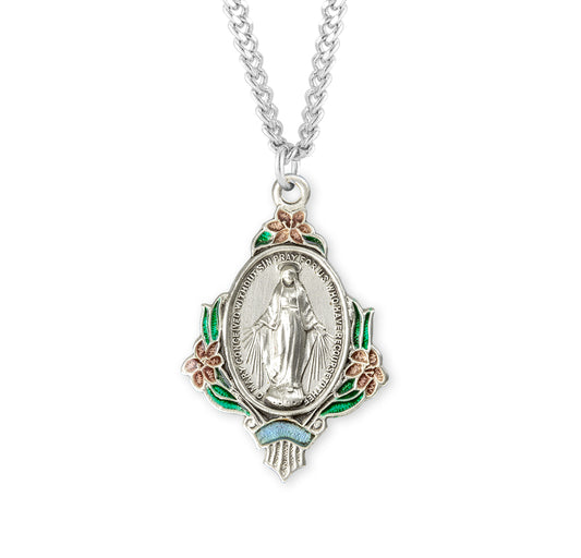 Sterling Silver Oval Two-Tone Miraculous Medal