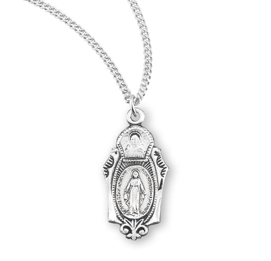 Sterling Silver Miraculous Medal Scapular Combination