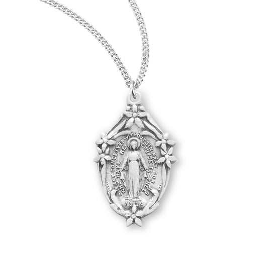 Sterling Silver Ornate Miraculous Medal