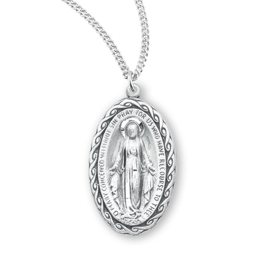 Sterling Silver Oval Miraculous Medal