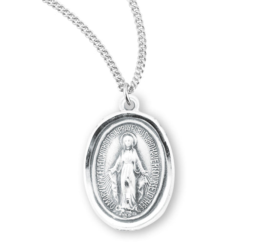 Sterling Silver Oval Miraculous Medal