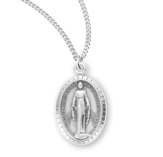 Sterling Silver Blue Enameled Miraculous Medal