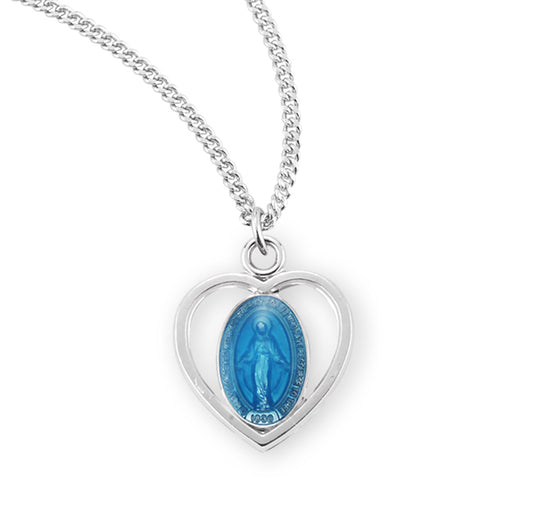 Sterling Silver Pink Enameled Miraculous Medal