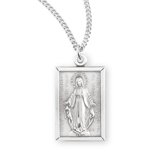 Sterling Silver Rectangular Miraculous Medal