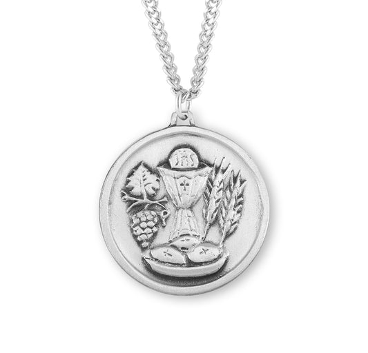 Sterling Silver Round Holy Communion Medal