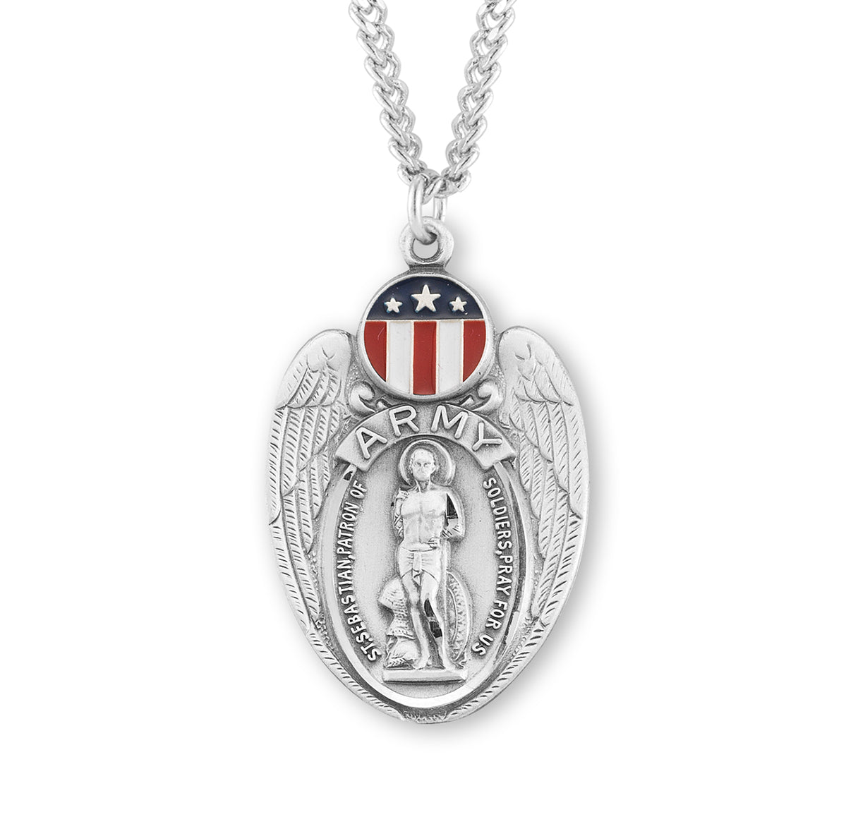 Saint Sebastian "Patron of Athletes" Sterling Silver Badge Shape Medal