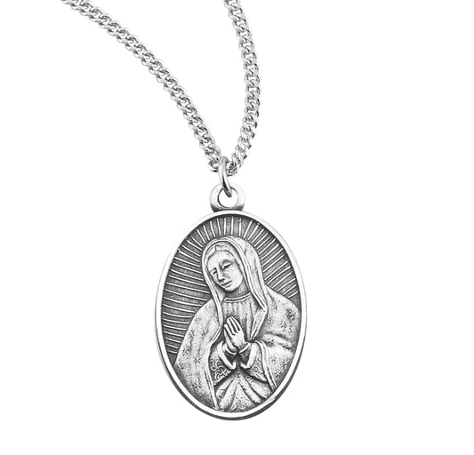 Our Lady of Guadalupe Oval Sterling Silver Medal