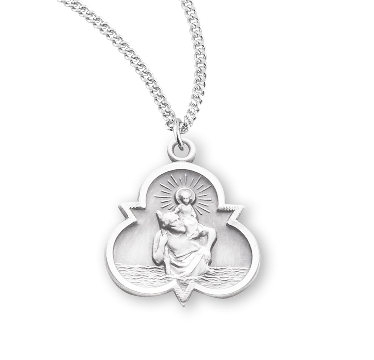 Saint Christopher Sterling Silver Trinity Symbol Medal