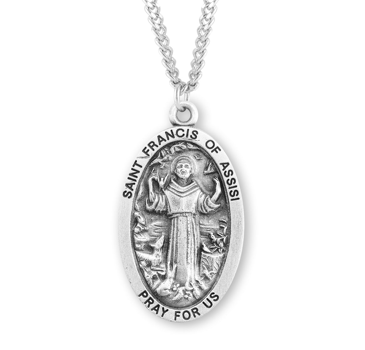 Saint Francis of Assisi Oval Sterling Silver Pet Medal