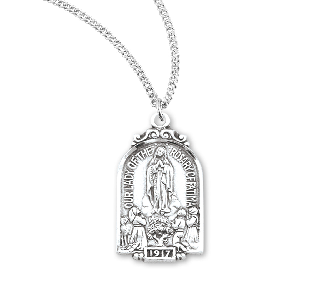 Sterling Silver Our Lady Of Fatima Arch Medal