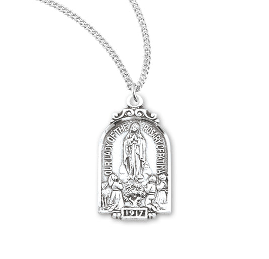 Sterling Silver Our Lady Of Fatima Arch Medal