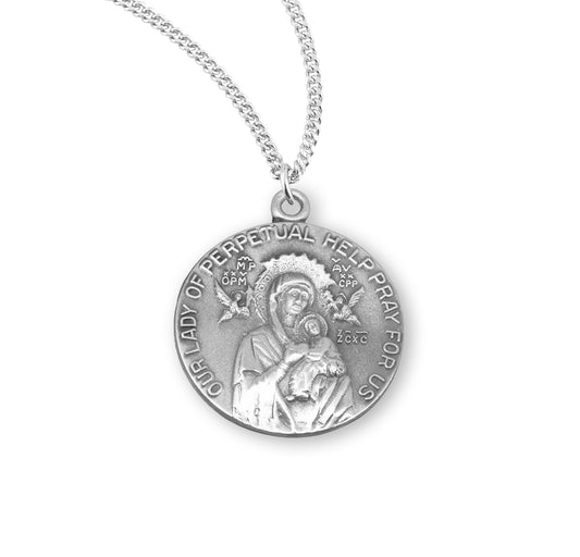 Sterling Silver Our Lady of Perpetual Help Round Medal