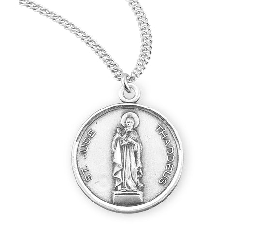 Saint Jude Thaddeus Round Sterling Silver Medal