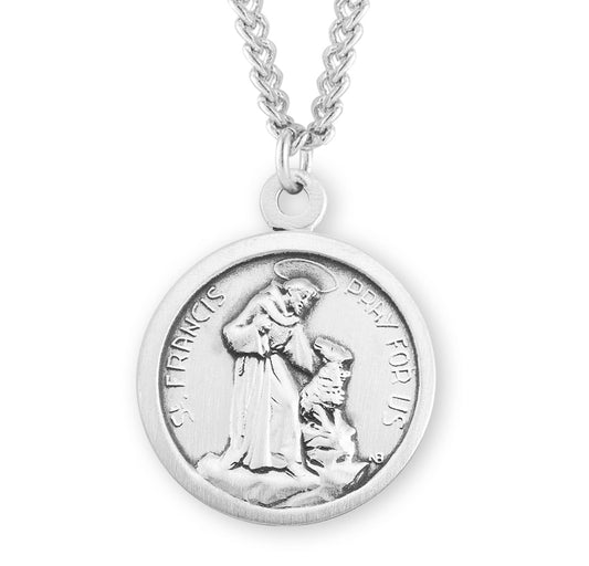 Saint Francis of Assisi Round Sterling Silver Medal