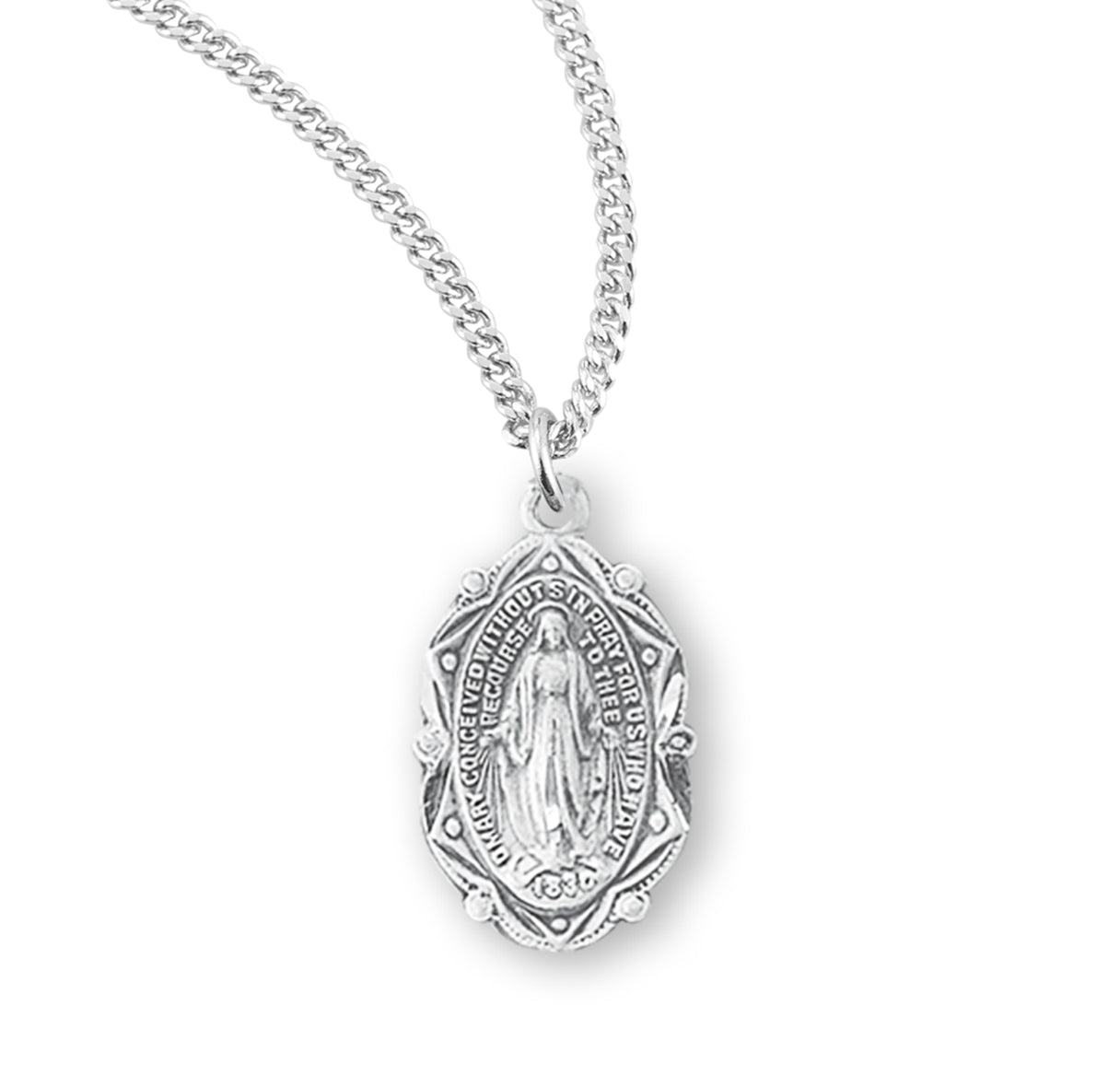 Sterling Silver Oval Miraculous Medal