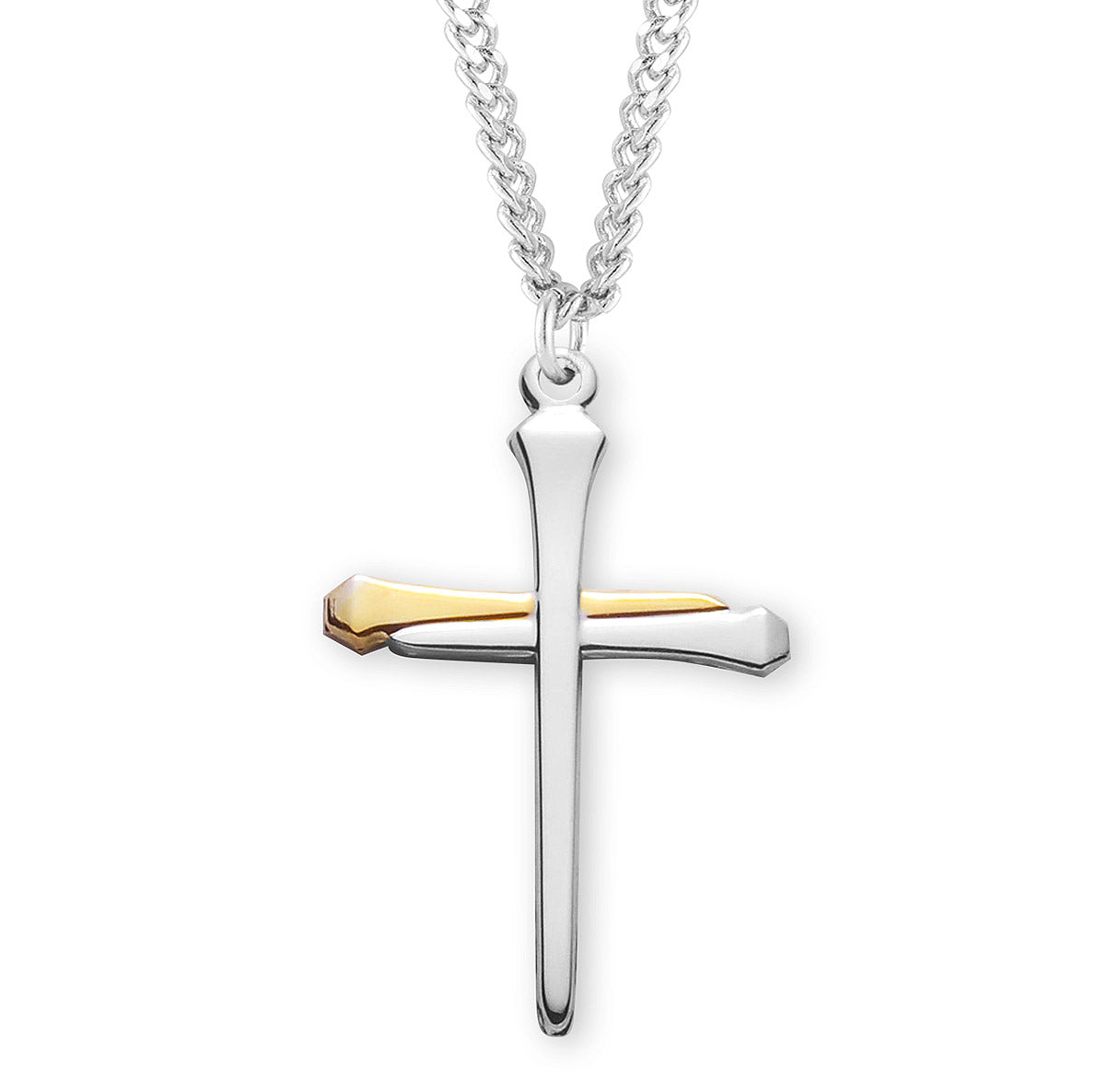 Two-Tone Sterling Silver Nail Cross