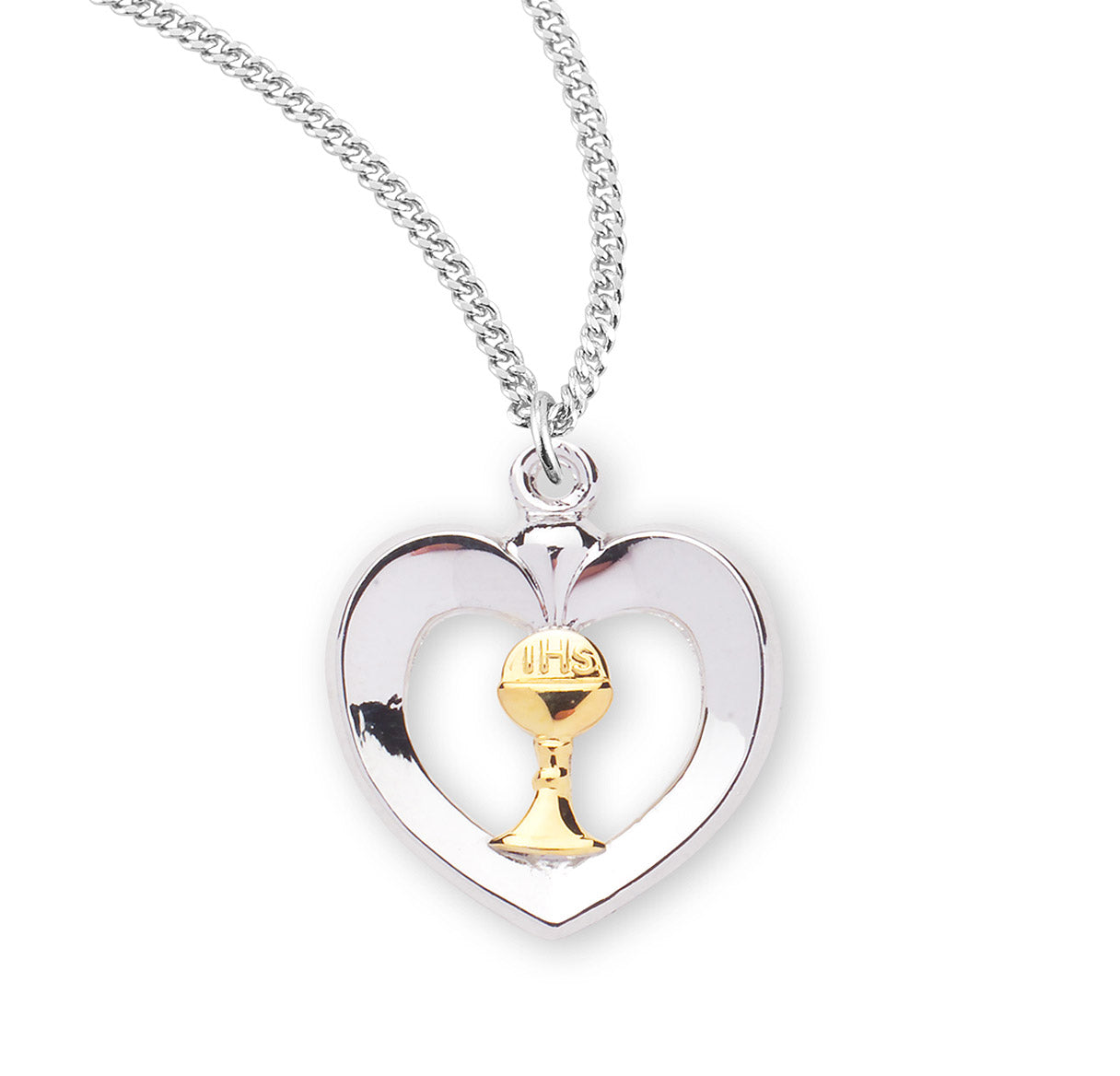 Two-Tone Sterling Silver Heart with a Chalice