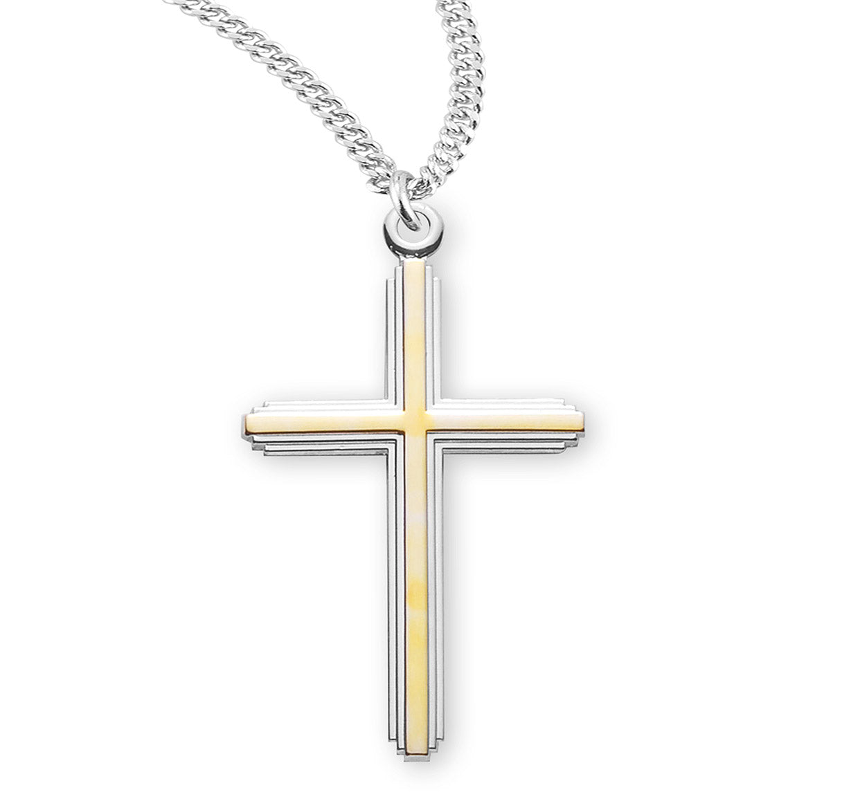 Two-Tone Sterling Silver Inlay Cross