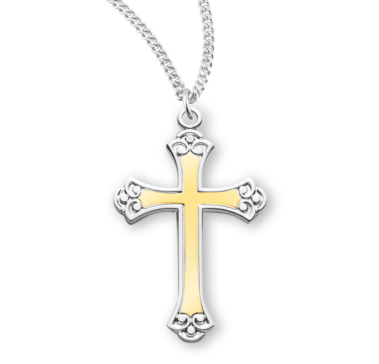 Two Tone Sterling Silver Cross