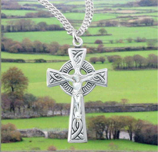 Sterling Silver Irish Celtic Crucifix Pendant
