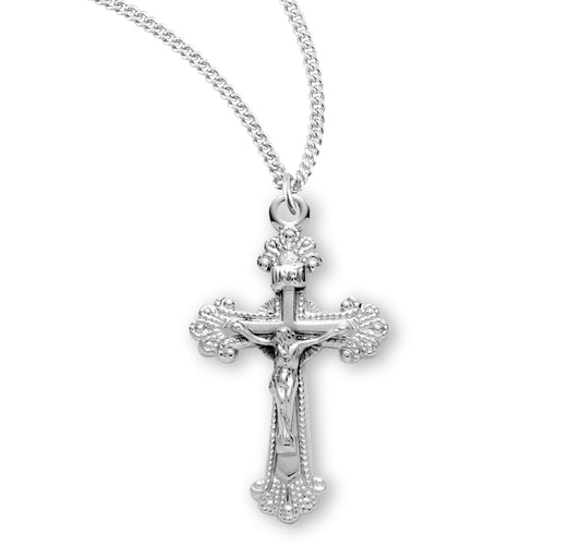 Two Toned Fancy Engraved Sterling Silver Crucifix