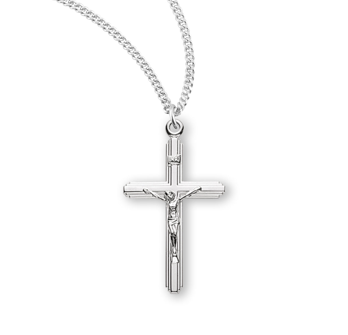 Stream Lined Sterling Silver Crucifix