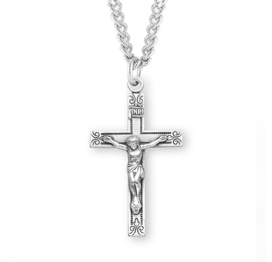 Swirl Design Sterling Silver Crucifix