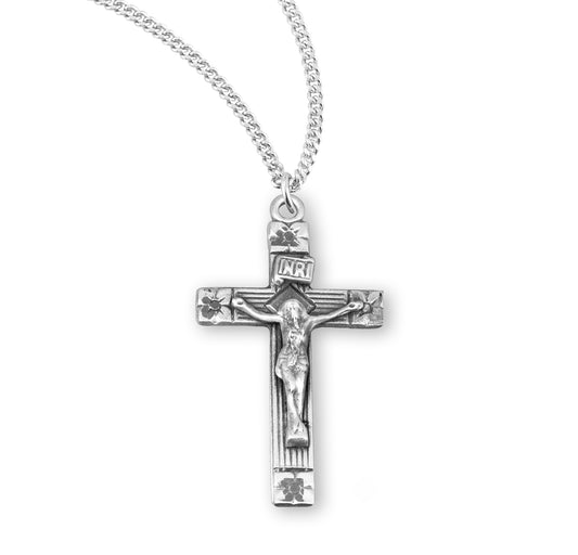 Flower Tipped Sterling Silver Crucifix