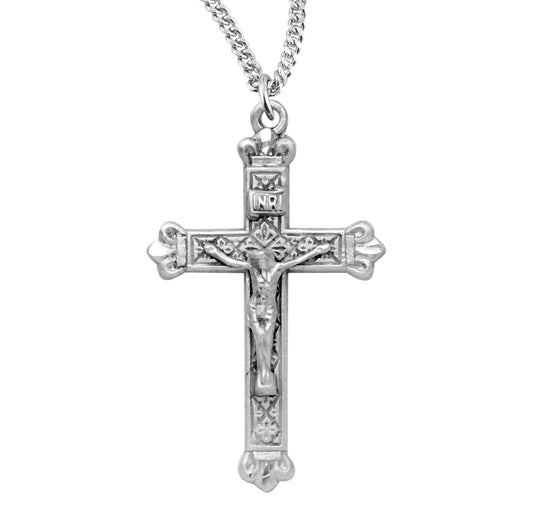 Budded Tip Sterling Silver Crucifix