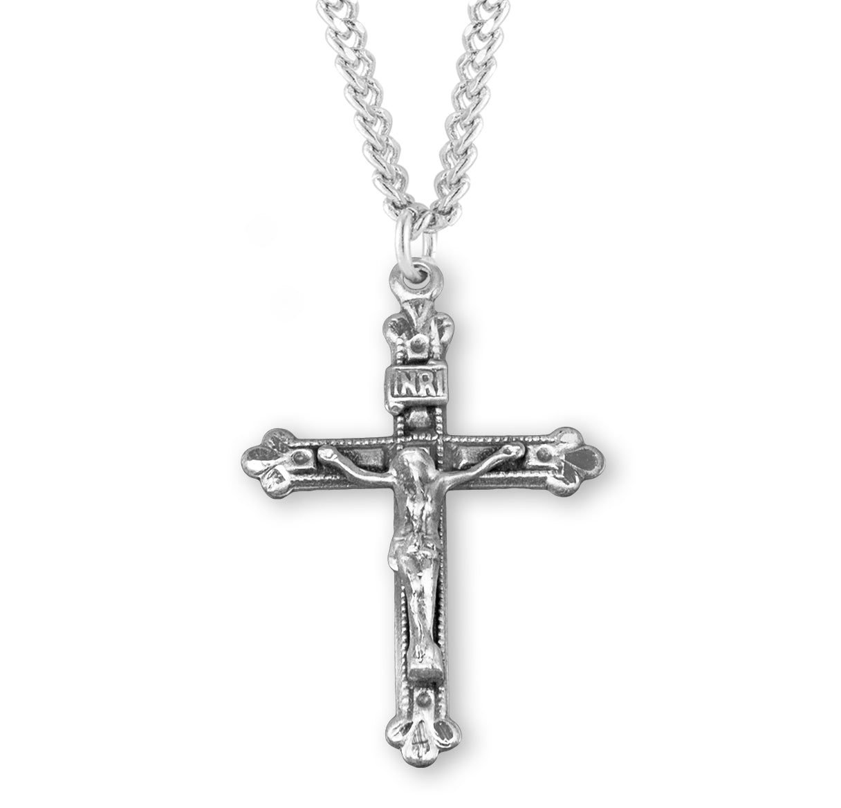 Budded Tip Sterling Silver Crucifix