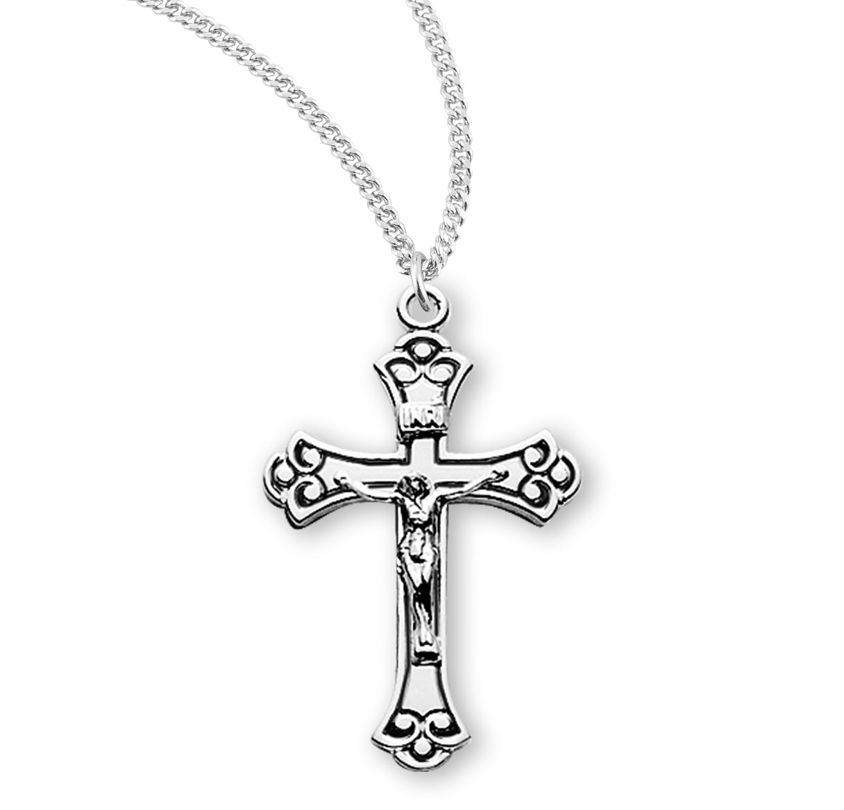 Sterling Silver Black Enameled Crucifix