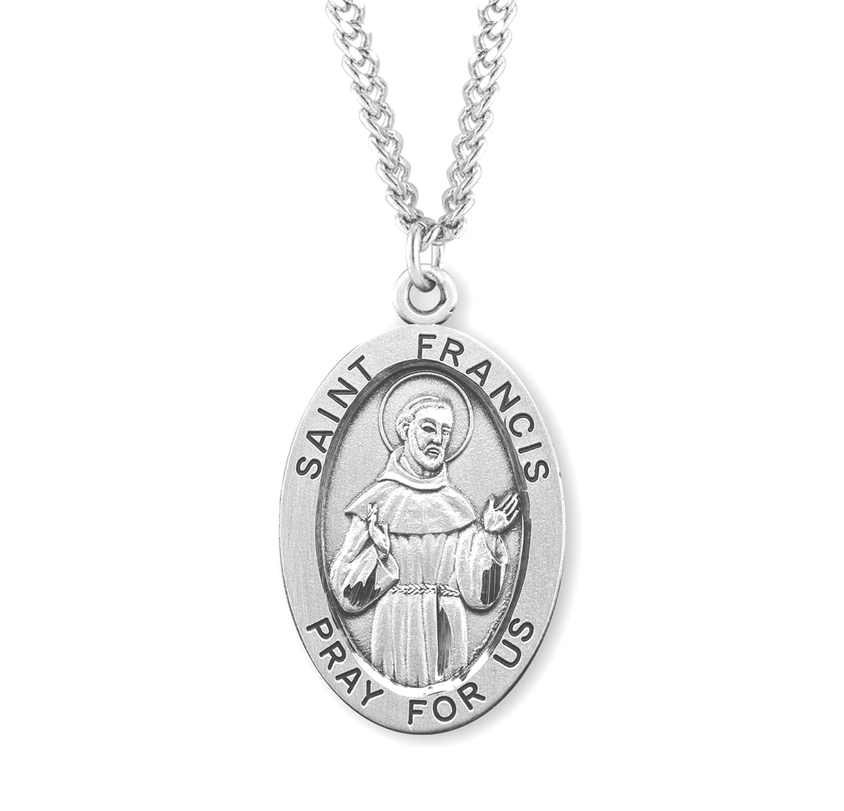 Patron Saint Francis of Assisi Oval Sterling Silver Medal