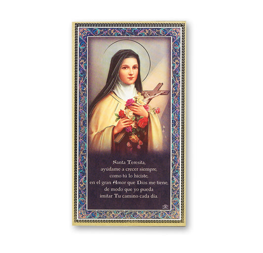 St. Therese (Spanish) Gold Foil Wood Plaque