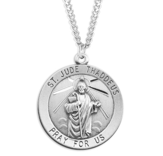 Saint Jude Round Sterling Silver Medal