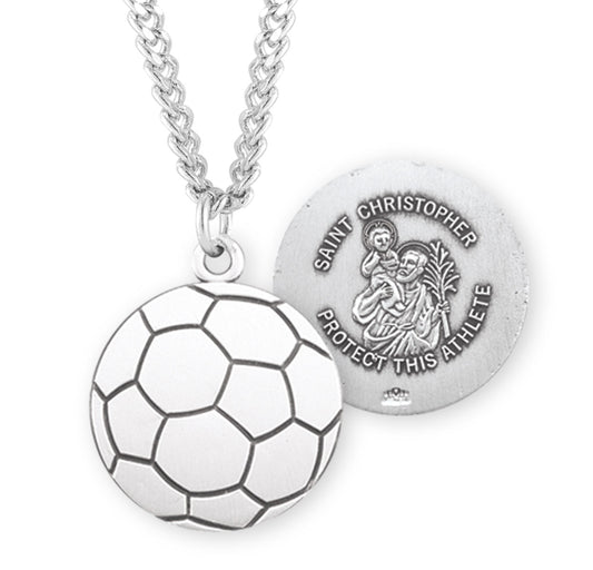 Saint Christopher Sterling Silver Soccer Athlete Medal