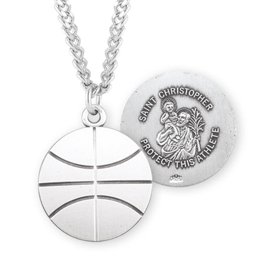 Saint Christopher Sterling Silver Basketball Athlete Medal